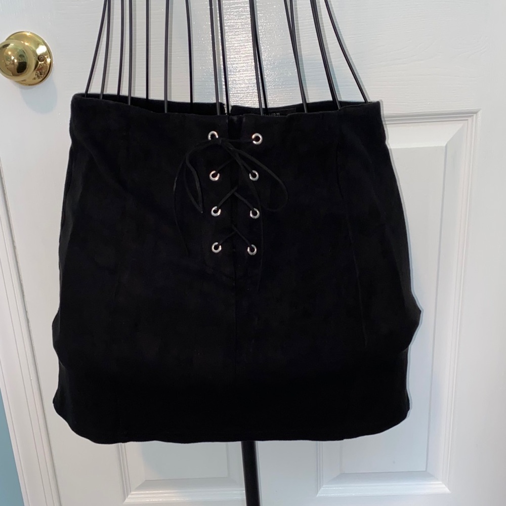 Forever 21 Black Suede Tie Skirt